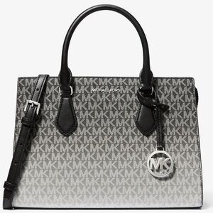 Michael Kors Sheila Medium Ombré Signature Logo Satchel Black Multi